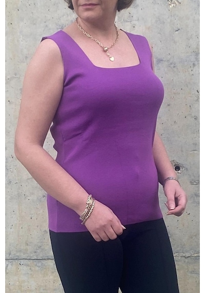 Mia Butik Büyük Beden Mor Kare Yaka Triko Bluz -1412 Mor