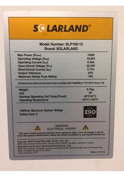 100 Watt Güneş Paneli Solar Panel