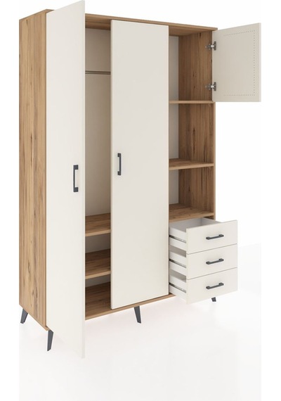 Hyperion Dolap 5 Raflı 3 Çekmeceli Tek Askılı 132x44x195 Çam-aytaşı/aytaşı Aytası/aytası Hyperion Dolap 5 Raflı 3 Çekmeceli Tek Askılı 132x44x195 Çam-aytaşı/aytaşı Aytası/aytası