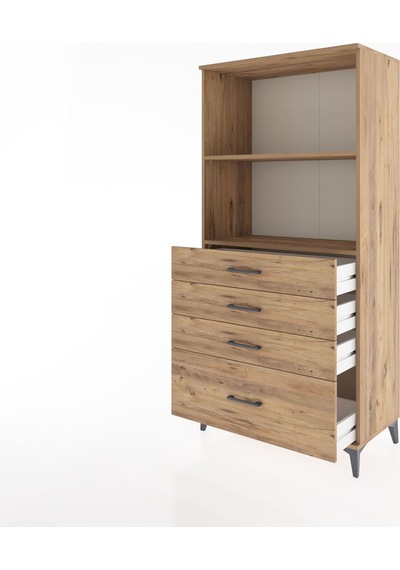 Hyperion Dolap 2 Raflı 4 Çekmeceli 88x44x182 Çam-çam Çam