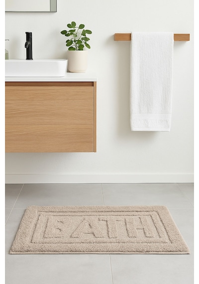 Bath Banyo Paspası 80x50 Dekoratif, Yıkanabilir, Tüylenme Yapmaz, Yumuşak Doku Vizon