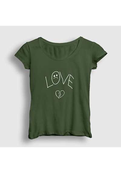 Presmono Kadın Love Lil Peep T-shirt Haki