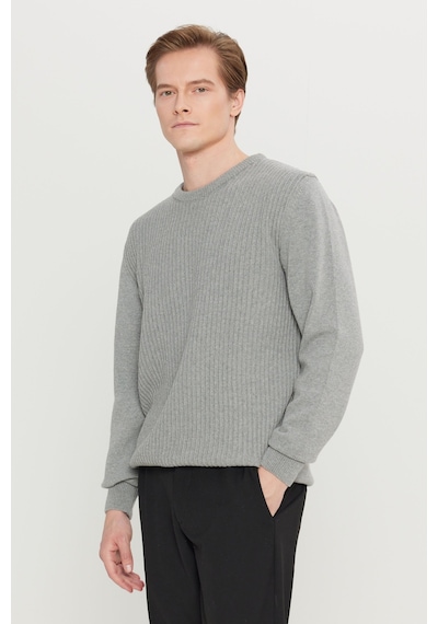 AC&Co / Altınyıldız Classics Erkek Grı Melanj Pamuklu Standart Fit Normal Kesim Bisiklet Yaka Jakarlı Triko Kazak Gri Melanj AC&Co / Altınyıldız Classics Erkek Grı Melanj Pamuklu Standart Fit Normal Kesim Bisiklet Yaka Jakarlı Triko Kazak Gri Melanj