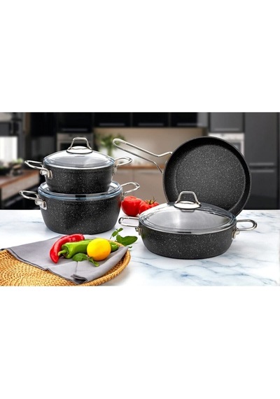 Evımsaray S-9108 Vıtella Granit Set 7 Prç Siyah Siyah
