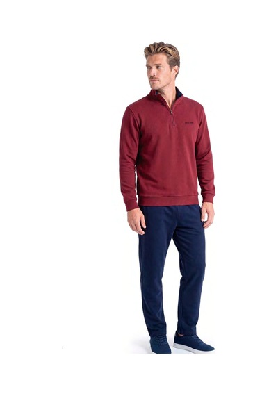 Pierre Cardin 6116 Erkek Uzun Kollu Quarter Zip Eşofman Takımı-bordo