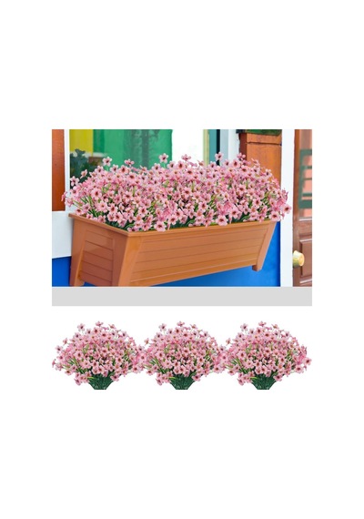 12li Set Yapay Çiçek Sazlı Mine Pembe Renk 5 Dallı 33cm