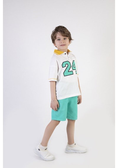 Harika Kids Erkek Çocuk Yakalı Gabardin Şortlu 2'li Takım 001