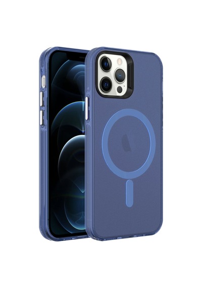 Apple Uyumlu iPhone 12 Pro Kılıf Zore Magsafe Şarj Özellikli Buzlu Transparan C-pro Sert Kapak-derin Mor