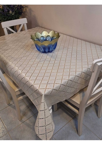 Ithal Pvc Muşamba - Desenli Silinebilir Masa Örtüsü 07iz14 Bej