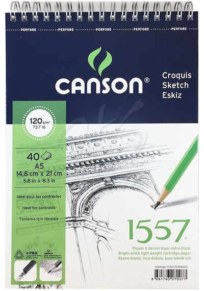 Canson 1557 Eskiz Defteri Spiralli 120G 40 Yaprak A5