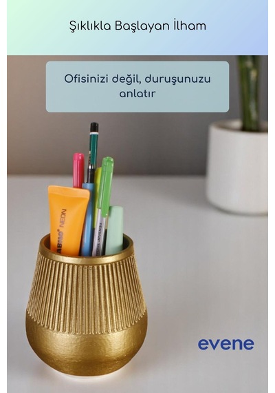 Kalemlik Masa Kalemliği Organizer Kalemlik Altın Renk Model 88 Çok Renkli
