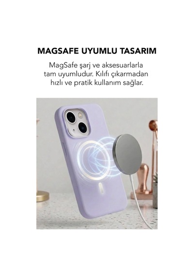 Apple İphone 13 Uyumlu Magsafe Lansman Silikon Kılıf Lila