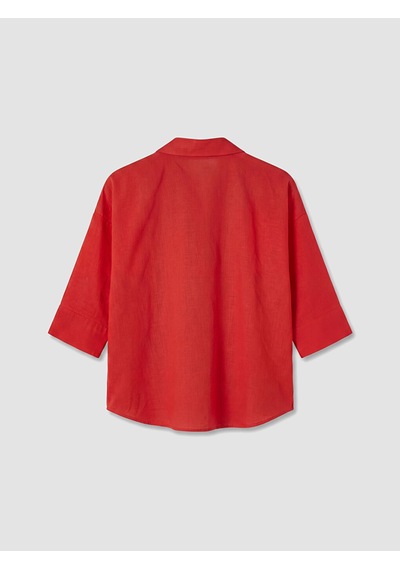 Lcw Vision Kırmızı Oversize Poplin Kadın Gömlek