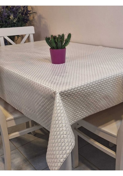 Ithal Pvc Muşamba - Desenli Silinebilir Masa Örtüsü 07iz10 Bej