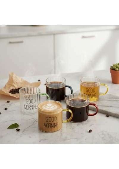 Tr 6'li Borosilikat Cam Espresso Ve Türk Kahvesi Fincanı Seti 90 Ml - Düz Ve Rölyefli Seçenekli Tabaksız Mini Ku Genel