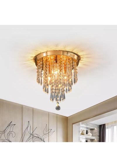 Ahenk Gold Kristal Taşlı Modern Salon Avize