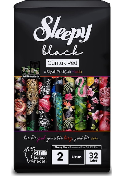Sleepy Black Premium Plus Günlük Ped Uzun 32 Adet