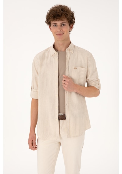 U.S. Polo Assn. Erkek Krem Comfort Fit Cepli Gömlek 50306383-VR071