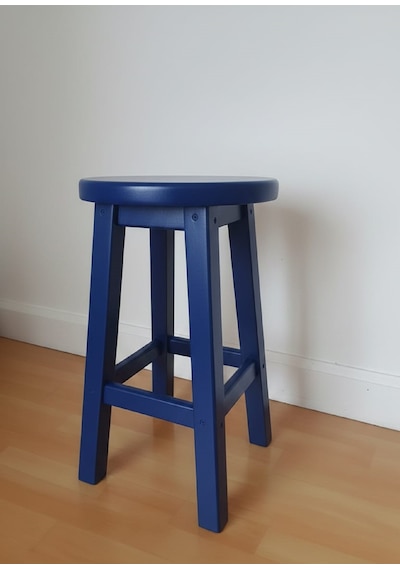Ahşap Tabure 50 Cm / Arbrestore Mavi