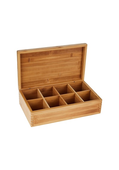 8 Bölmeli Bambu Ahşap Çay Kutusu, 12-3/8 "x 7-3/8" X 3-3/5" çok renkli