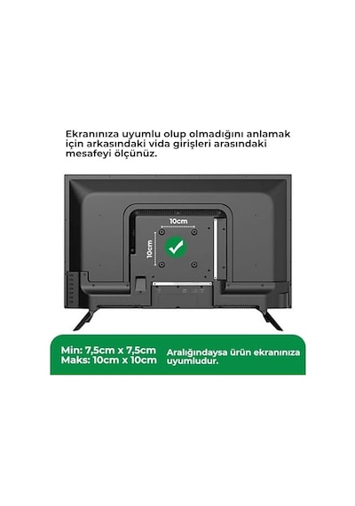 Hareketli Tv Askı Aparatı, 22-49 İnç Uyumlu, 170 Yatay Hareket, 3 Kollu Duvar Askısı, 40 Kg Taşıma Kapasitesi, Vesa100x100, 75x75