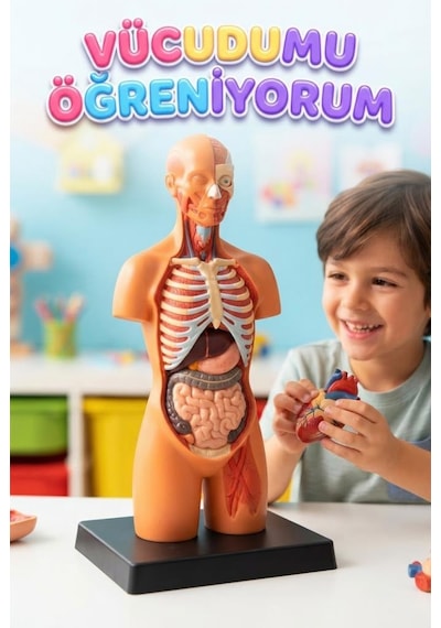 Minyatür İnsan Gövdesi 7 Parça Takılabilir Organ Anatomisi Vücut Tanıma Eğitim Seti 15 Cm