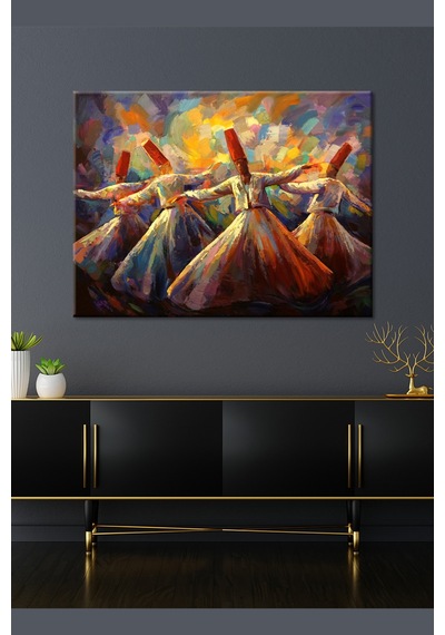 Mevlevi Dervişler Mevlana Dervişler Kanvas Tablo (7 farklı ölçü) 60 x 40