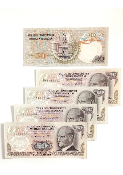 Cumhuriyetin İlk Dönemi 6 Emisyon 50 Türk Lirası Eski Koleksiyon Kağıt Para