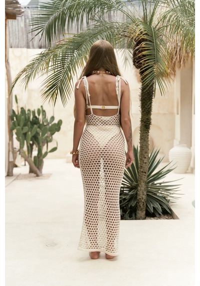 Mai Collection Mai Studios Co. Manly Askılı Bej Triko Elbise Bej