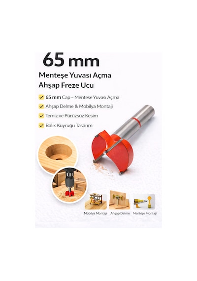 Senbang 65 Mm Menteşe Yuvası Açma Ahşap Freze Matkap Ucu Panç