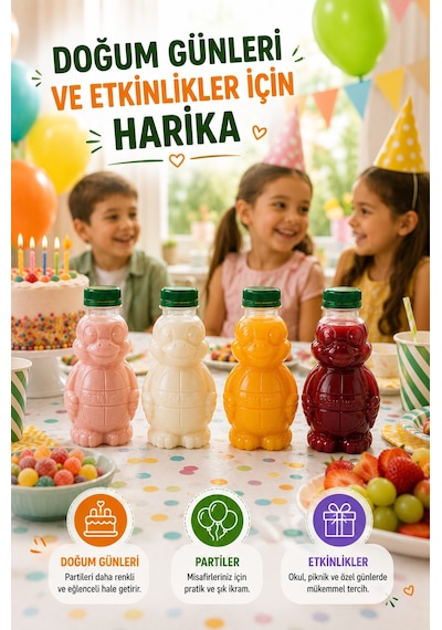 100'lü Set Şeffaf Kaplumbağa Şişe Yeşil Kapaklı Pet İçecek Şişesi Çocuk Beslenme Matarası 250 Ml