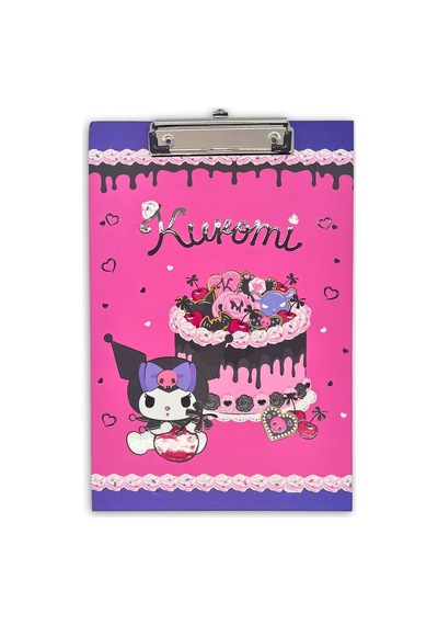 Bakgelal Kuromi Pembe Pasta Ve Kalp Temalı Metal Mandal Klipsli Sekreterlik Ve Bloknot Altlığı A4 Uyumlu - 9083911472365