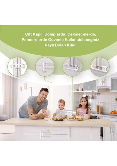 İdeal Baby Raylı Dolap Kilidi 4 Adet Çok Renkli