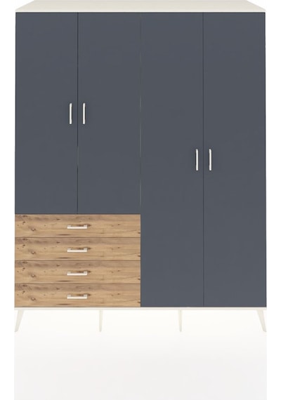 Kronos Gardrop 6 Raflı 4 Çekmeceli Tek Askılı 176x59x221 Aytaşı-antrasit/çam Antrasit/çam Kronos Gardrop 6 Raflı 4 Çekmeceli Tek Askılı 176x59x221 Aytaşı-antrasit/çam Antrasit/çam