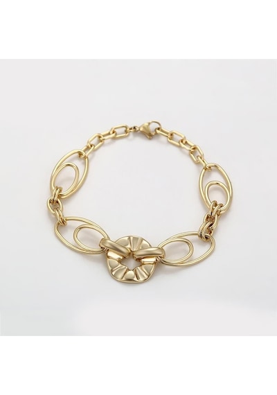 Modern Oval Halka Detaylı 14 Ayar Altın Kaplama Kadın Bileklik Gold