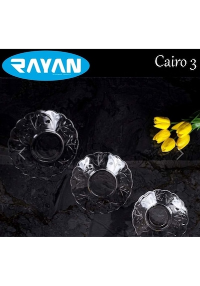6'lı Cam Tabak Güneş Yıldız Gül 3 Model Royaleks-g-405