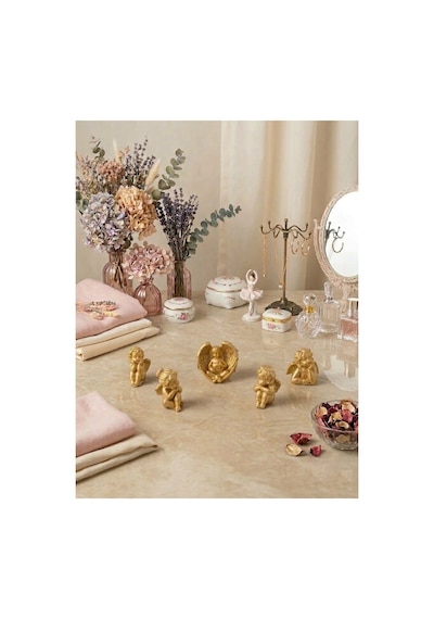6'lı Mini Gold Melek Biblo Seti - Özel Döküm Figürler En Ufak Boyut 3x3x6 Cm Altın