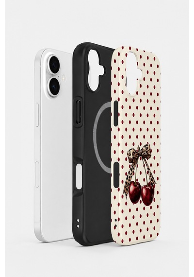Velvoria Valestra Wild Cherry Bow Apple Apple iPhone Uyumlu 16 Plus Magsafe Koruma Kılıfı Valestra Magline - Wild Cherry Bow