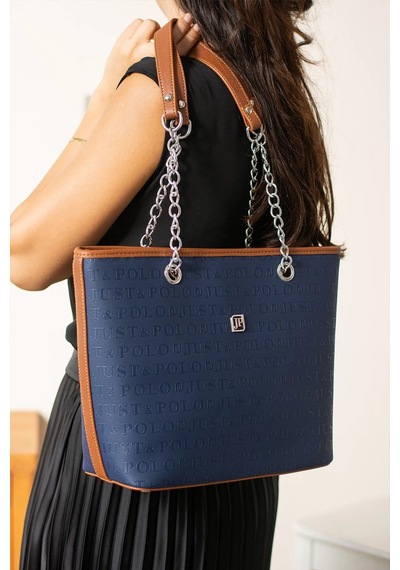 Just Polo Zincir Detaylı Yeni Sezon Kadın Omuz Çantası 234035mh Lacivert - Taba 37107395