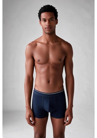 Trendybee Erkek Slim Fit Lacivert Boxer 5 Adet Paket Likralı Rahat Kesim Özel Kutulu