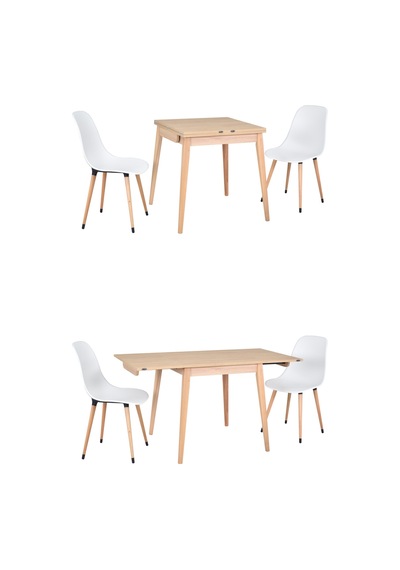 Vilinze Eames Sandalye Avanos Kanatlu Ahşap Mutfak Masası Takımı - 70x70+70 Cm Natürel Vilinze Eames Sandalye Avanos Kanatlu Ahşap Mutfak Masası Takımı - 70x70+70 Cm Natürel