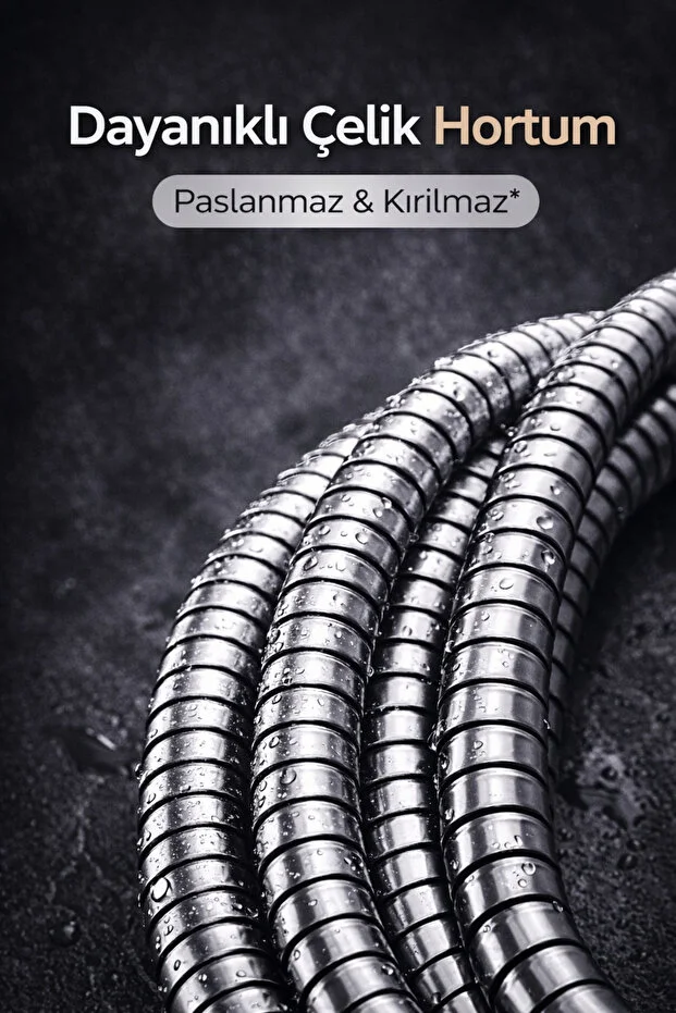 Filtreli Duş Seti 5 Yedek Filtreli Hortum Mafsal Yüksek Basınçlı Gri