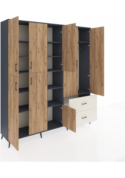 Hyperion Dolap 12 Raflı 2 Çekmeceli Tek Askılı 220x44x243 Antrasit-çam/aytaşı Çok Renkli Hyperion Dolap 12 Raflı 2 Çekmeceli Tek Askılı 220x44x243 Antrasit-çam/aytaşı Çok Renkli