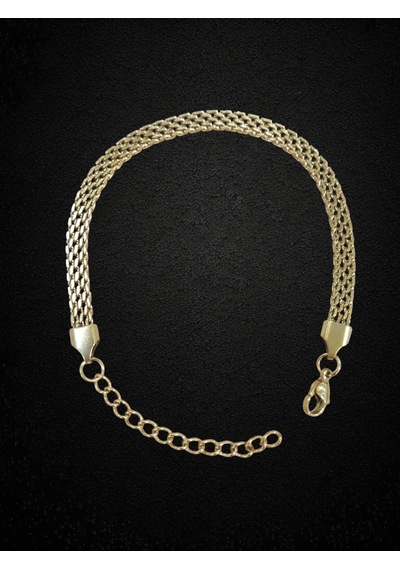 Çelik Bileklik Sık Örme Lüks Model 4 Mm Genişlik 19 Cm Uzunluk 5 Cm Ek Altın Sarısı Gold Altın