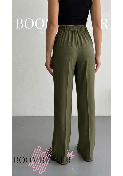 Boombester Premium Tnsel Palazzo Pantolon Yüksek Bel Bol Paça Kadın Pantolon Dökümlü Rahat Haki Boombester Premium Tnsel Palazzo Pantolon Yüksek Bel Bol Paça Kadın Pantolon Dökümlü Rahat Haki