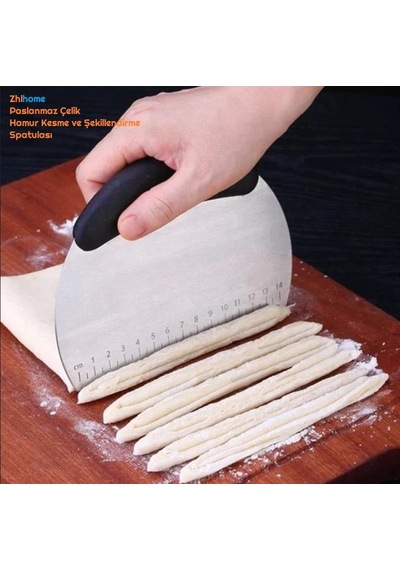 Zhlhome Paslanmaz Çelik Hamur Kesme Ve Şekillendirme Spatulası Siyah