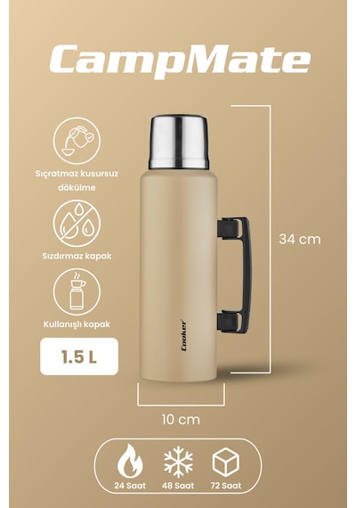 Cooker Campmate 1.5 Litre Paslanmaz Çelik Termos Ckr2085 Bej