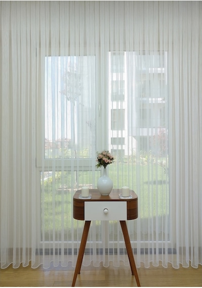 Evdepo Home Kullanıma Hazır Çizgili Tül Perde (540652084)