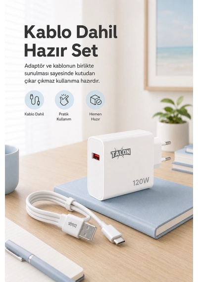 Güvenli Şarj Özellikli 120w Adaptör Ve Kablo Seti Akıllı Koruma Destekli Diğer