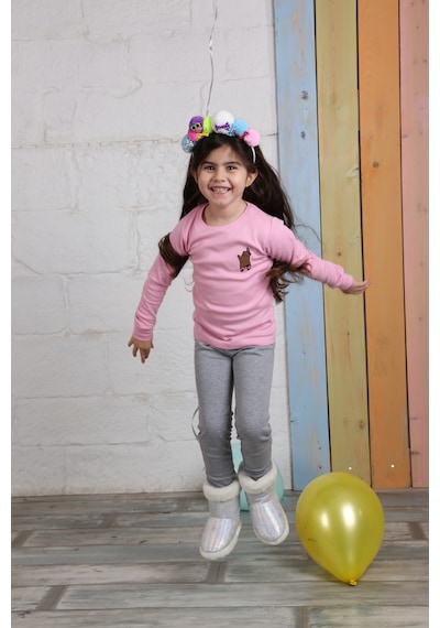Teenyweenykids Ayıcık Baskı Pijama Takımı Açık Pembe AÇIK PEMBE